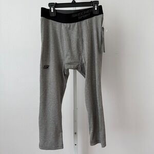 Skechers Sport Mens Gray Athletic Compression Leggings Pants Size S